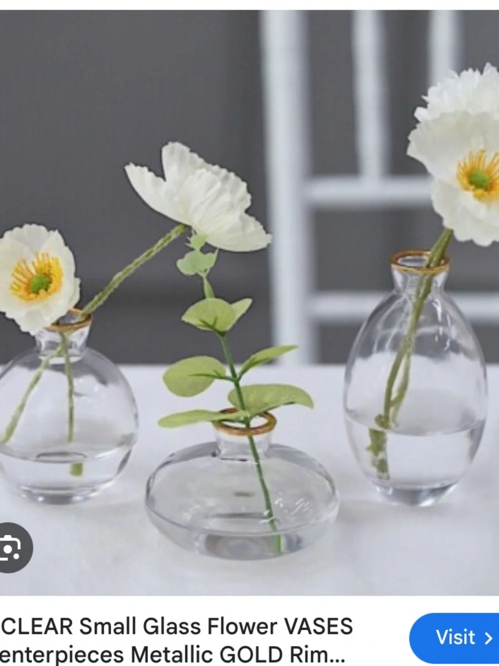 Small Glass Vase Trio Bud Cases Clear Glass 3 Pack
